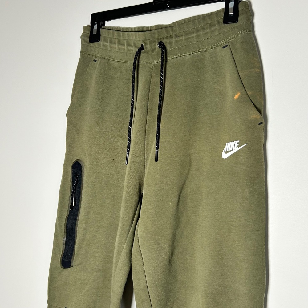 Nike Tech Fleece Joggers Womens Small Olive Green Tapered Sweatpants CW4292-222